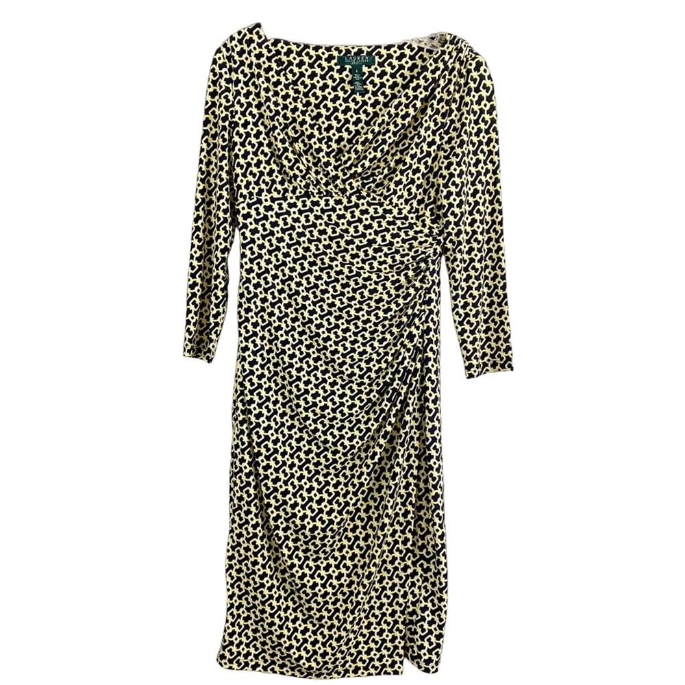 Lauren Ralph Lauren Gold Link Faux Wrap Dress 2